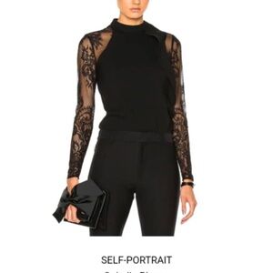 Self-Portrait Black Lace Sleeve Top